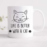 60 SECOND MAKEOVER Cat Life Is Better With A Cat Mug in White
