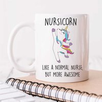 60 SECOND MAKEOVER Women's Nursicorn Awesome Nurse Unicorn Mug in White