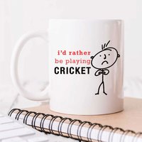60 SECOND MAKEOVER Men's Mens I'd Rather Be Playing Cricket Mug in White