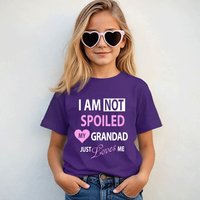 60 SECOND MAKEOVER Girl's Purple I'm Not Spoiled My Grandad Just Loves Me Girls T-Shirt | Size: 3-4 Years