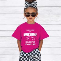 60 SECOND MAKEOVER Girl's This is What An Awesome Big Sister Looks Like Pink T-Shirt | Size: 3-4 Years