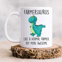 60 SECOND MAKEOVER Farmer Dinosaur Mug in White