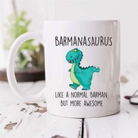 60 SECOND MAKEOVER Men's Barmanasaurus Mug in White