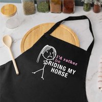 60 SECOND MAKEOVER Women's I'd Rather Be Riding My Horse Apron Cooking Mum in Black