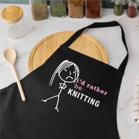60 SECOND MAKEOVER Women's I'd Rather Be Knitting Apron in Black