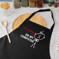 60 SECOND MAKEOVER Men's I'd Rather Be On My Computer Black Apron