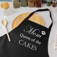 60 SECOND MAKEOVER Women's Mom Queen Of The Cakes Black Apron