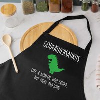 60 SECOND MAKEOVER Men's God Father Dinosaur Apron Godfathersaurus in Black