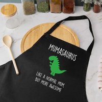 60 SECOND MAKEOVER Women's Mum Dinosaur Apron Mumasaurus in Black