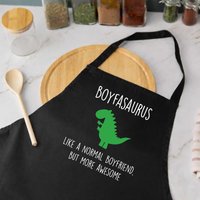 60 SECOND MAKEOVER Men's Boyfriend Dinosaur Apron Boyfasaurus in Black