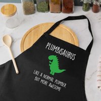 60 SECOND MAKEOVER Plumber Dinosaur Apron Plumbisaurus in Black