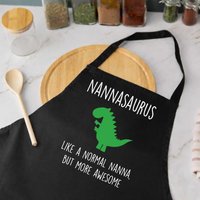 60 SECOND MAKEOVER Women's Nanna Dinosaur Apron Nannasaurus in Black