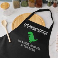 60 SECOND MAKEOVER Women's Goddaughter Dinosaur Apron Goddaughtasaurus in Black