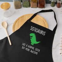 60 SECOND MAKEOVER Women's Sister Dinosaur Apron Sistasaurus in Black