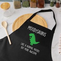 60 SECOND MAKEOVER Moody Dinosaur Apron Moodysaurus in Black