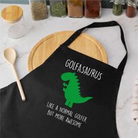 60 SECOND MAKEOVER Golfer Dinosaur Apron Golfasaurus in Black