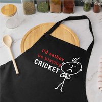 60 SECOND MAKEOVER Men's I'd Rather Be Playing Cricket Apron in Black