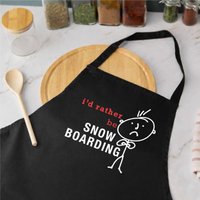 60 SECOND MAKEOVER Men's I'd Rather Be Snow Boarding Apron in Black