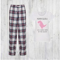 60 SECOND MAKEOVER Women's Mummy Dinosaur Pyjama Set in Pink | Size: XS