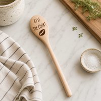 60 SECOND MAKEOVER Kiss The Cook Spoon Funny Wooden Spoon in Beige