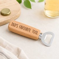 60 SECOND MAKEOVER Men's Dad's Favourite Tool Wooden Bottle Opener in Beige
