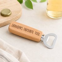 60 SECOND MAKEOVER Men's Grandpa's Favourite Tool Wooden Bottle Opener in Beige