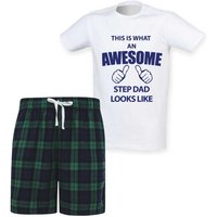 This Is What Awesome Step Dad Looks Like Tartan Short Pyjama Set