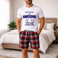 This Is What Awesome Step Dad Looks Like Tartan Short Pyjama Set