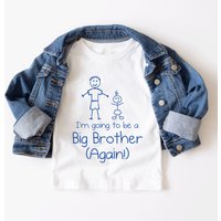 60 SECOND MAKEOVER Boy's White I'm Going To Be A Big Brother Again Blue T-Shirt | Size: 0-6 m
