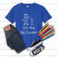 60 SECOND MAKEOVER Boy's I'm The Big Cousin Blue T-Shirt | Size: 2-3 Years