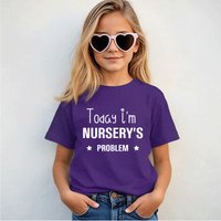60 SECOND MAKEOVER Today I'm Nursery's Problem T-Shirt in Purple | Size: 3-4 Years