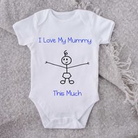 60 SECOND MAKEOVER Boy's I Love My Mummy This Much Baby Grow in White | Size: 6-12 m
