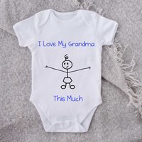 60 SECOND MAKEOVER Boy's I Love My Grandma This Much Baby Grow in White | Size: 0-3 m