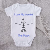 60 SECOND MAKEOVER Boy's I Love My Grandad This Much Baby Grow in White | Size: 6-12 m