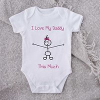 60 SECOND MAKEOVER Girl's I Love My Daddy This Much Baby Grow in White | Size: 6-12 m