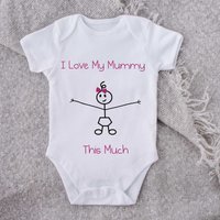 60 SECOND MAKEOVER Girl's I Love My Mummy This Much Baby Grow in White | Size: 3-6 m
