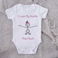 60 SECOND MAKEOVER Girl's I Love My Auntie This Much Baby Grow in White | Size: 3-6 m