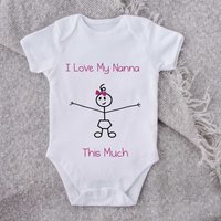 60 SECOND MAKEOVER Girl's I Love My Nanna This Much Baby Grow in White | Size: 0-3 m