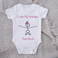60 SECOND MAKEOVER Girl's I Love My Grandpa This Much Baby Grow in White | Size: 12-18 m