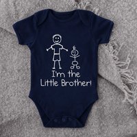 60 SECOND MAKEOVER Boy's I'm The Little Brother Baby Grow in Navy | Size: 0-3 m