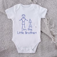 60 SECOND MAKEOVER Boy's I'm The Little Brother Baby Grow in White | Size: 0-3 m