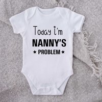 60 SECOND MAKEOVER Today I'm Nanny's Problem Short Sleeve Baby Grow in White | Size: 6-12 m