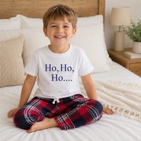 60 SECOND MAKEOVER Ho Ho Ho Christmas Pyjamas Children Tartan Trouser Bottoms Pyjama Set in Red | Size: 9-10 Years