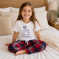 60 SECOND MAKEOVER Girl's I'm The Little Sister Pyjamas Children Trouser Bottoms Pyjama Set Sister in Red | Size: 3-4 Years