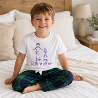 60 SECOND MAKEOVER Boy's I'm The Little Brother Pyjamas Children Trouser Bottoms Pyjama Set Little Brother in Green | Size: 2-3 Years