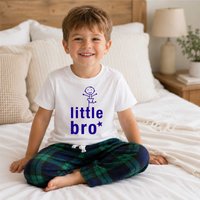 60 SECOND MAKEOVER Boy's Little Bro Pyjamas Children Trouser Bottoms Pyjama Set Little Brother in Green | Size: 6-12 m