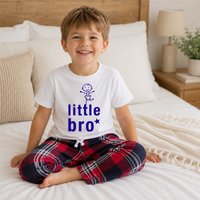 60 SECOND MAKEOVER Boy's Little Bro Pyjamas Children Trouser Bottoms Pyjama Set Little Brother in Red | Size: 0-6 m