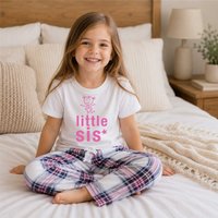 60 SECOND MAKEOVER Girl's Little Sis Pyjamas Children Tartan Trouser Bottoms Pyjama Set Sister in Pink | Size: 11-12 Years