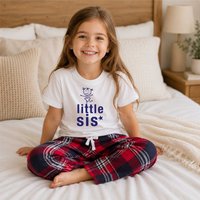 60 SECOND MAKEOVER Girl's Little Sis Pyjamas Children Tartan Trouser Bottoms Pyjama Set Sister in Red | Size: 18-24 m