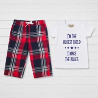 60 SECOND MAKEOVER I'm The Oldest I Make The Rules Pyjamas Trouser Bottoms Pyjama Set in Red | Size: 2-3 Years